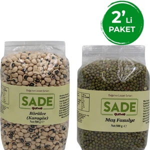 Sade Organik Sade Karagöz Börülce 500 gr ve Maş Fasulye 500 gr