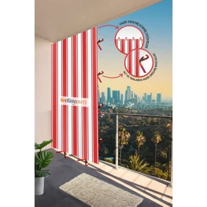 Her Ölçüde Enxboy Seçenekli Bağcıklı Çizgili Balkon Perdesi Balkon Brandası