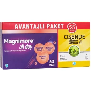 Tab İlaç Magnimore All Day 60 Tablet + Osende D3K2 20 ml Damla - Avantajlı Paket 8680133003240