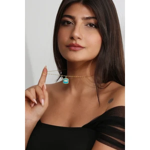 Kadın 925 Ayar Gümüş Zirkon Taşlı Mineli Göz Kolye