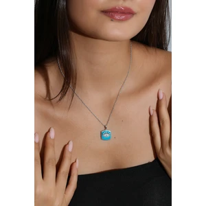 Kadın 925 Ayar Gümüş Zirkon Taşlı Mineli Göz Kolye