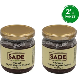 Sade Organik Siyah Zeytin Ezmesi 170 gr 2'li Paket