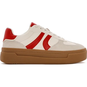 Kadın Bej Bağcıklı Kalın Tabanlı Sneaker 25SFD430714