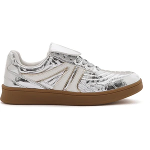 Kadın Gümüş Bağcıklı Metalik Sneaker 25SFD430632
