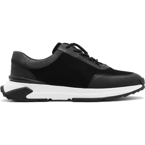 Erkek Siyah Kalın Tabanlı Bağcıklı Süet Deri Sneaker 25SFD694610