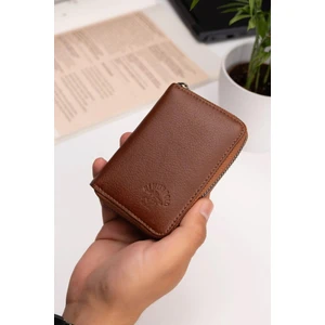 Erkek Hakiki Deri Cüzdan ve Kartlık - NEW063 - Taba