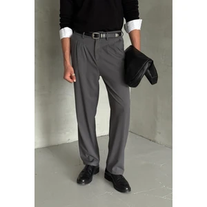 Erkek Pileli Baggy Kalıp Kumaş Pantolon