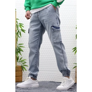 Erkek Boy Friend Kot Pantolon Kargo Cepli Bel ve Paça Lastikli