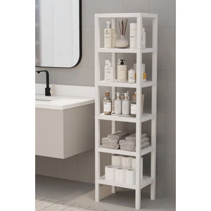 6 Katlı Dikey Raf Düzenleyici Plastik Raf Ünitesi Beyaz, Kitaplık, Banyo, Mutfak Rafı, Beyaz