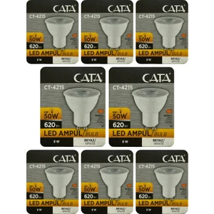 (8 adet) Cata 8W (50W) 6500K (Beyaz Işık) GU10 DUYLU LED Spot Ampul
