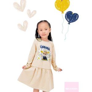 Meta Moda Kız Çocuk Elbise Uzun Kollu Ince Mevsimlik Pamuklu Elbise