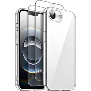 (2 Cam 1 Kılıf) Iphone 16E (2025) Uyumlu 1 Şeffaf Silikon Kılıf 2 Cam Ekran Koruyucu