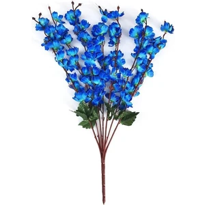 1 Adet Yapay Çiçek Bahardalı Japon Kiraz Çiçeği 9 Dallı 57CM Saks Mavisi