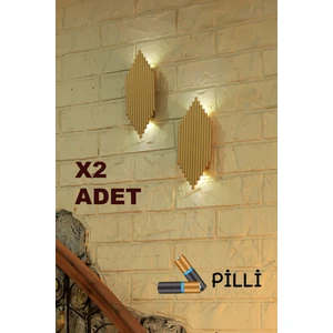 Pilli Modern Dekoratif Duvar Aydınlatması Aplik Gece Lambası 2'li Set