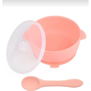 CKM Silikon Bebek Kapaklı Mama Kasesi ve Kaşık