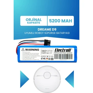 Dreame D9 Uyumlu Batarya (ORJİNAL KAPASİTE) 5200mah Pil Robot Süpürge Bataryası Değişimi