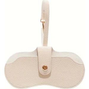 Gözlük Çantası Suni Deri Güneş Gözlük Kabı Okuma Gözlük Kılıfı Gözlük Aksesuarı Krem