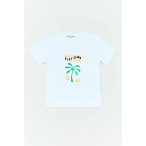 %100 Pamuk Surf Club Yazı Baskılı Kız Çocuk Tişört