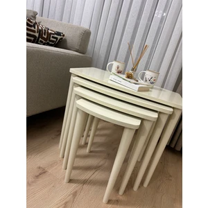 Başaran Mobilya Üst Kalite Mdf 4'lü Boyalı Krem Zigon Sehpa Krem Zigon