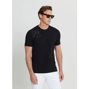 Altınyıldız Classics Bisiklet Yaka Baskılı Siyah Erkek T-Shirt ACE091252401_SYH