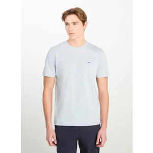 Bisiklet Yaka Gri Erkek T-Shirt ML60UFQ475 Regular Fit Patch Logo