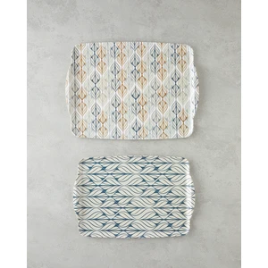 Cosy Stripe Melamin 2'li Tepsi 42X31 cm + 25X38 cm Mavi