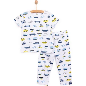 Hellobaby Erkek Kısa Kol Araba Desenli Bisiklet Yaka Pijama Takımı