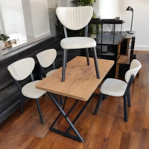 4 Kişilik Çam Mutfak Masa Sandalye Takımı 120 x 70  cm (Beyaz)