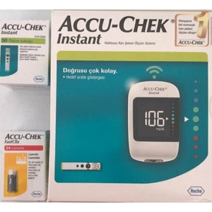 Instant Şeker Ölçüm Cihazı +  Instant Ölçüm Çubuğu 50 Adet + Fastclix 24 Lancets
