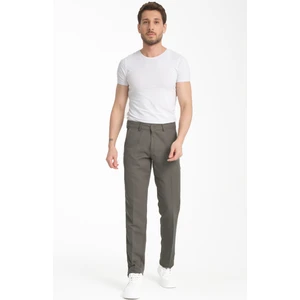 Erkek Taupe Toprak Gri Pamuklu Cepli Yazlık Düz Keten Pantolon