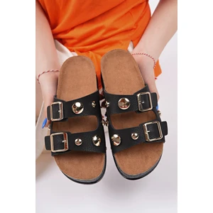 Denis Çift Bantlı Ayarlanabilir Kemerli Günlük Kadın Terlik