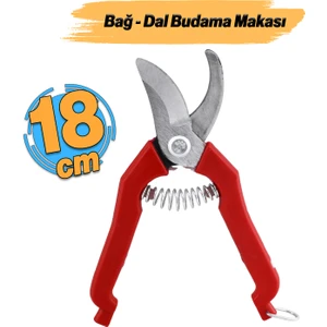 Bağ Makası Bahçe Bitki Çiçek Gül Ağaç Üzüm Filiz Çubuk Çıbık Dal Budama Kesme Bıçkı Makas 18 cm