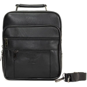 Erkek Hakiki Deri Günlük Omuz Ve El Çantası (20X24 CM) - new084 - Siyah