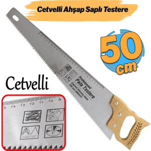 Ahşap Saplı 50 cm Pala Testere Ağaç Tahta Sunta Bağ Dal Kesme Budama Güçlü Çapraz Dişli Cetvel Ölçme