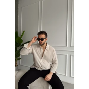 Livio Ferri Napas Erkek Oversize Keten Görünümlü Gömlek