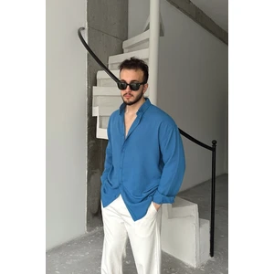 Livio Ferri Napas Erkek Oversize Keten Görünümlü Gömlek
