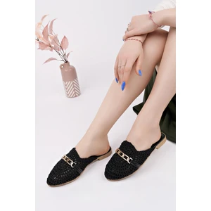 Hst-40 Tokalı Hasır Kadın Terlik Örgü Dış Mekan ve  Ev Terliği