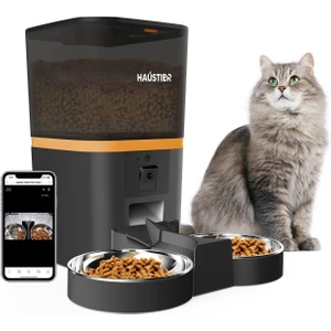 QQ009-DUAL Gece Görüşlü 1080P Fhd Kameralı, Akıllı Otomatik Kedi Mama Kabı, Tuya App-Wifi Uzaktan Kontrol, Sesle Çağırma, 2.4ghz-5ghz, 6lt Hazne, Çift Metal Kase