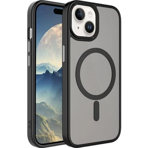 Apple iPhone 15 Plus Kılıf Mat Arka Yüzey Wireless Şarj Özellikli  Flet Magsafe KAPAK-SIYAH-8680