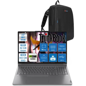 Thinkbook 16P G5 Intel Core I7 14650HX 32GB Ddr5 512GB SSD RTX4060 8gb Freedos 16" Wqxga (2560X1600) IPS 400NITS Taşınabilir Bilgisayar 21N50018TRF01 + Zetta Çanta