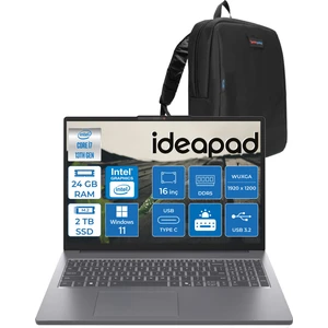 Ideapad Slim 3 16IRH10 Intel Core I7 13620H 24GB 1tb SSD + 1tb SSD Windows 11 Pro 16" Wuxga (1920X1200) IPS 300NITS Taşınabilir Bilgisayar 83K2001VTRP06 + Zetta Çanta