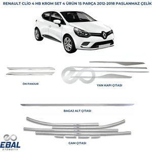 Ebal Oto Renault Clio 4 Komple Krom Seti 2012-2018 P.Çelik