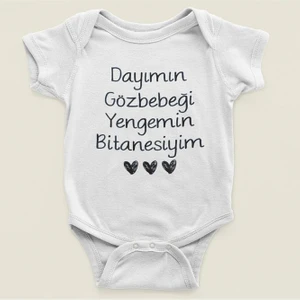 Dayımın Gözbebeği Yengemin Bitanesiyim Yazılı Pamuklu Yumuşak Unisex Çıtçıtlı Body Zıbın