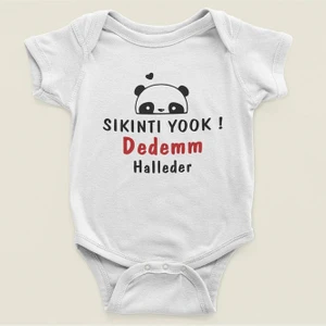 Sıkıntı Yok Dedem Halleder Yazılı Pamuklu Yumuşak Unisex Çıtçıtlı Body Zıbın