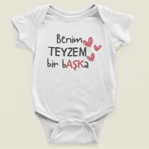 Benim Teyzem Bir Başka Yazılı Pamuklu Yumuşak Unisex Çıtçıtlı Body Zıbın