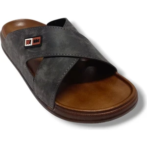 54202-25 Deri Çapraz Bant Anatomik Erkek Terlik