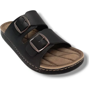 955-4-25 Deri Anatomik Çift Bantlı Soft Erkek terlik