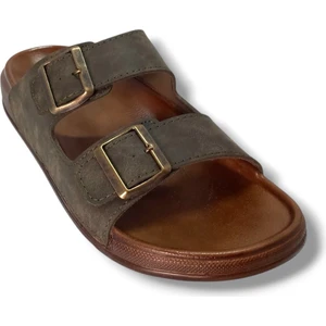 54201-25 Deri Çift Bant Anatomik Erkek Terlik