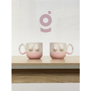 El Yapımı Seramik Kupa Kadın & Erkek / Göğüs & Göbek Çay Kahve Fincanı 2'li Mug Bardak