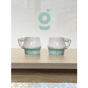 El Yapımı Seramik Kupa Kadın & Erkek / Göğüs & Göbek Çay Kahve Fincanı 2'li Mug Bardak